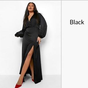Boohoo black satin dress. Size 22